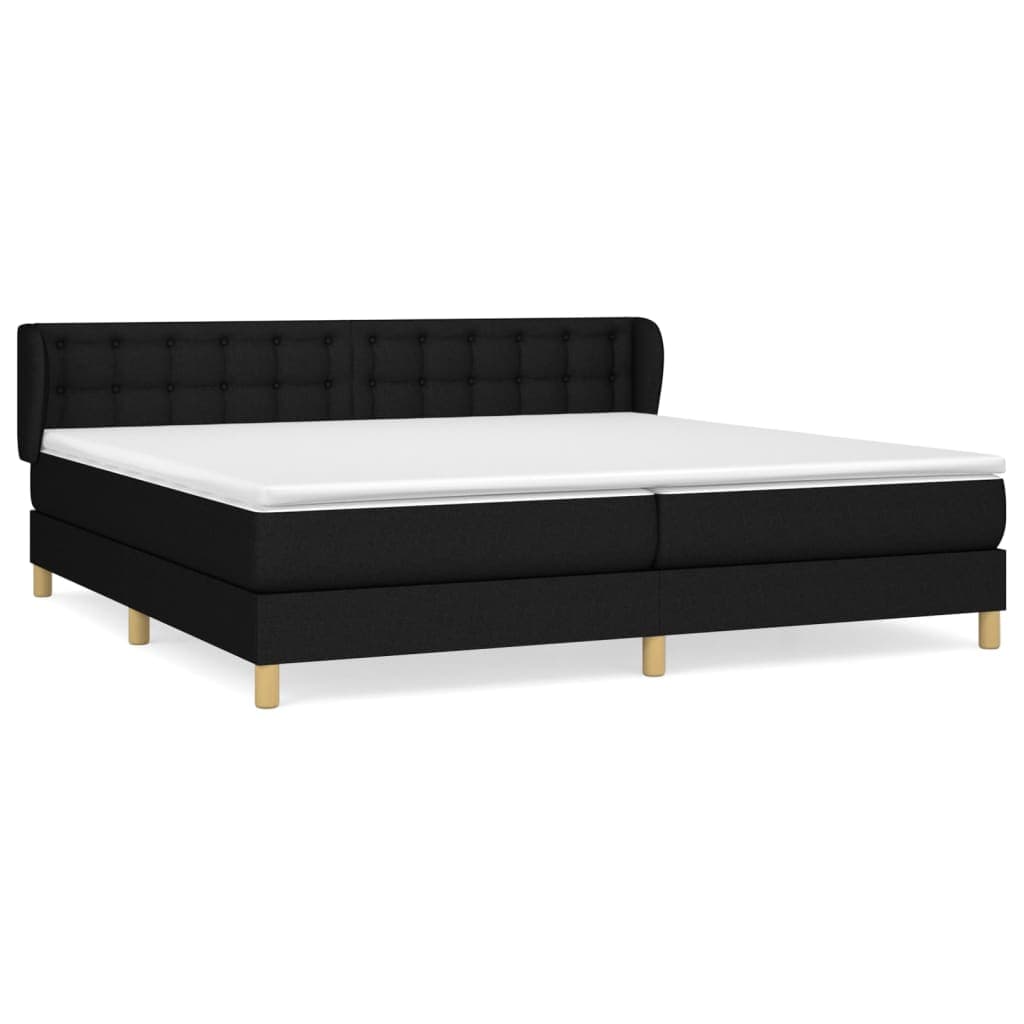 vidaXL Cama com molas/colchão 200x200 cm tecido preto