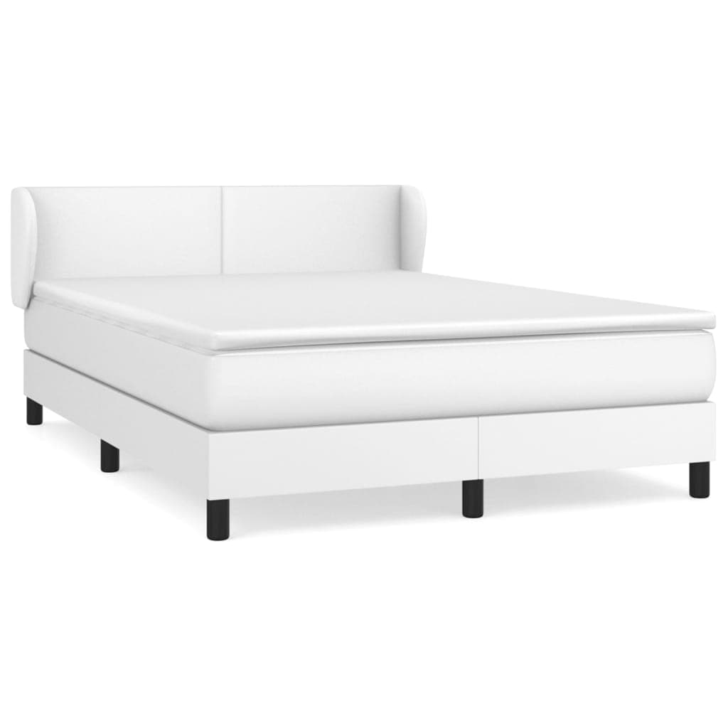 vidaXL Cama com Molas/colchão 140x190 cm Couro Artificial Branco - 3102492395