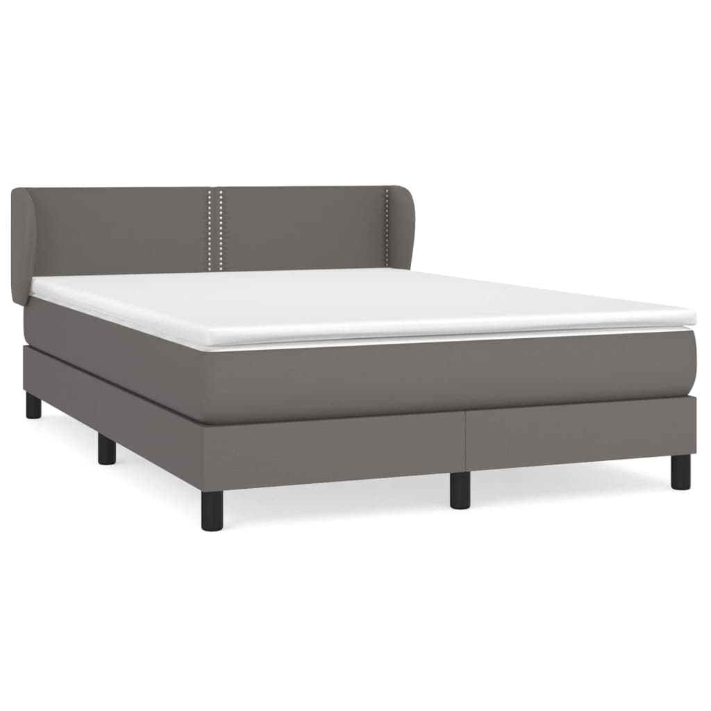 vidaXL Cama com molas/colchão 140x200 cm couro artificial cinzento
