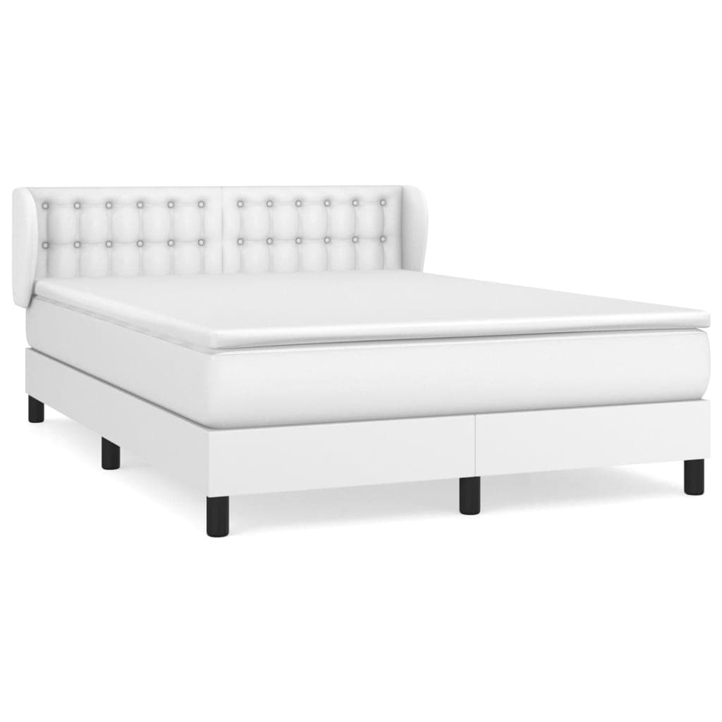 vidaXL Cama com Molas/colchão 140x200 cm Couro Artificial Branco - 1662805479