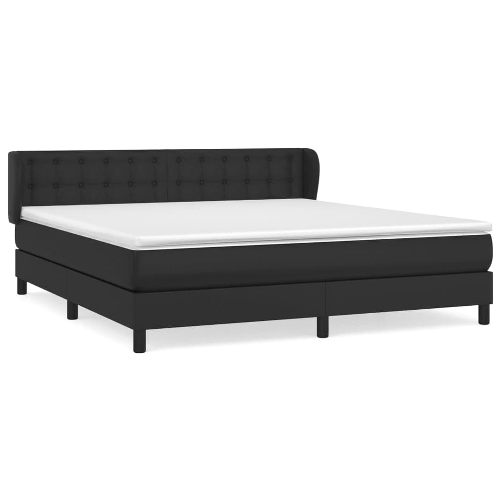 vidaXL Cama com Molas/colchão 160x200 cm Couro Artificial Preto - 497883482