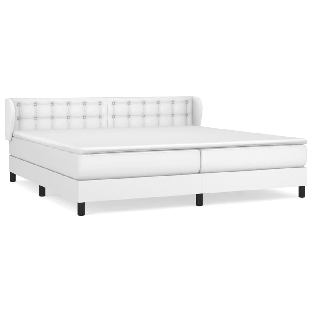 vidaXL Cama com molas/colchão 200x200 cm couro artificial branco