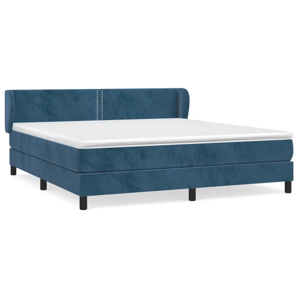vidaXL Cama com molas/colchão 180x200 cm veludo azul-escuro