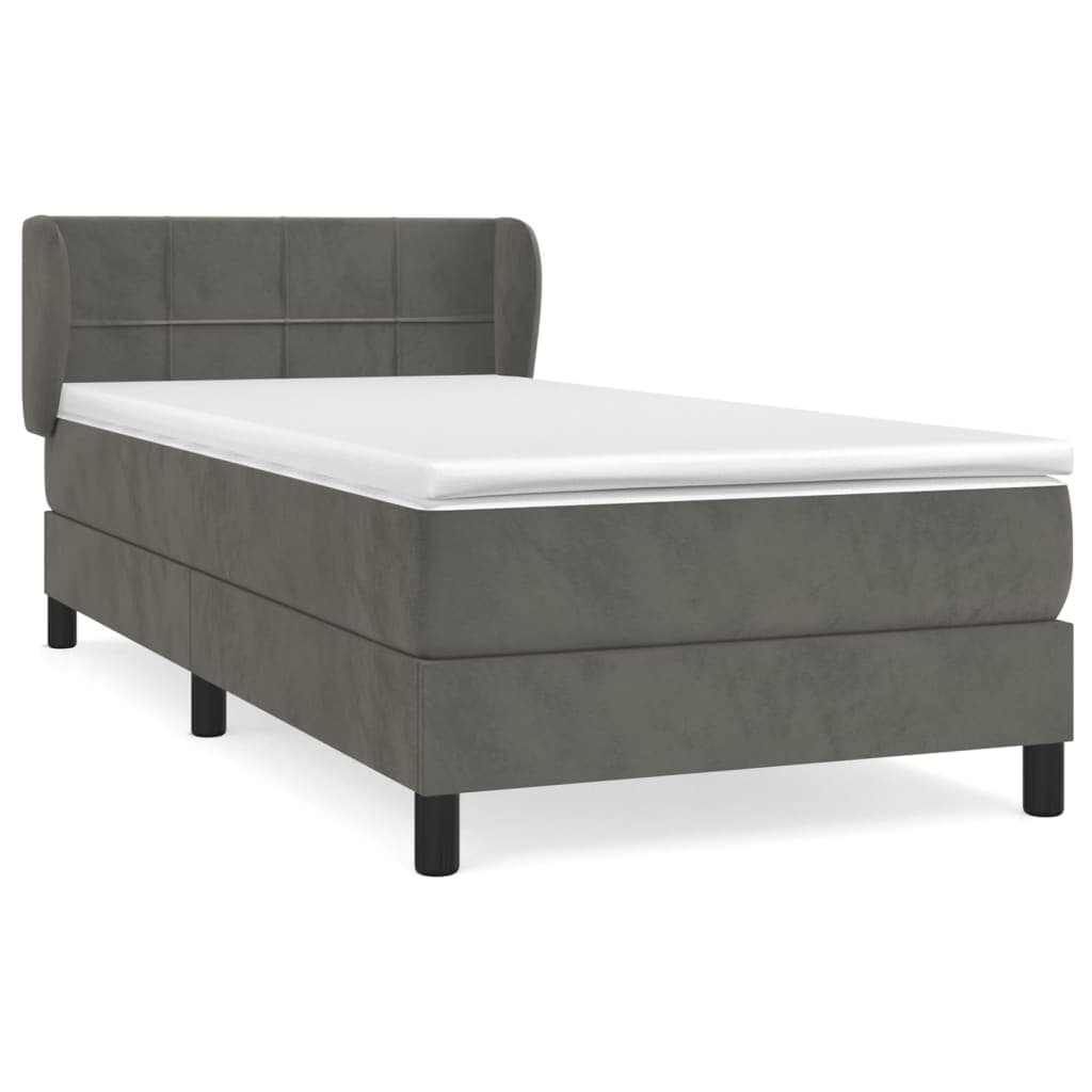 vidaXL Cama com Molas/colchão 80x200 cm Veludo Cinza-escuro - 193591885