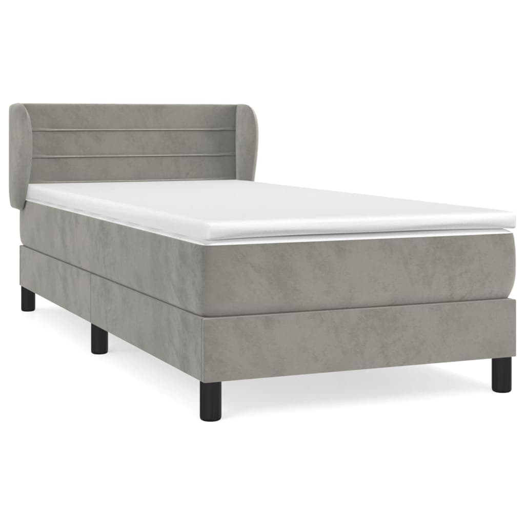 vidaXL Cama com molas/colchão 80x200 cm veludo cinza-claro