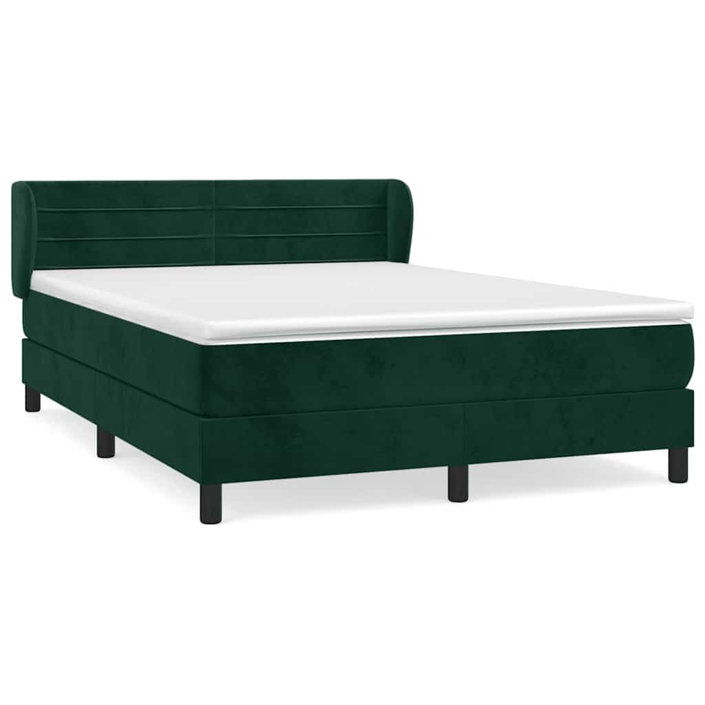 vidaXL Cama com Molas/colchão 140x200 cm Veludo Verde-escuro - 3992173949