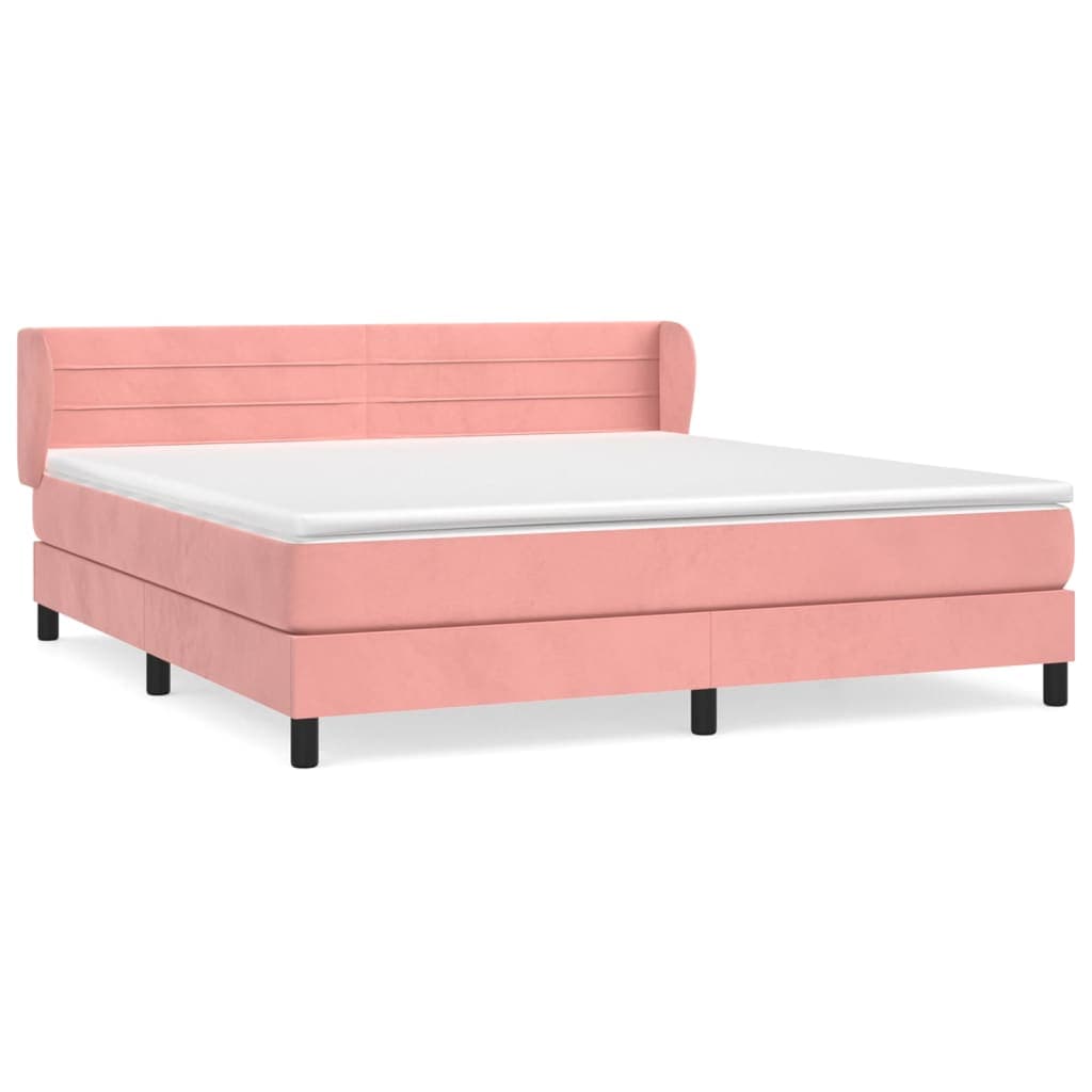 vidaXL Cama com molas/colchão 160x200 cm veludo rosa