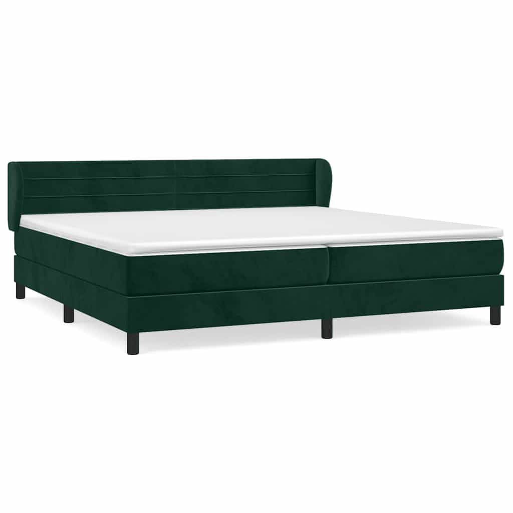 vidaXL Cama com Molas/colchão 200x200 cm Veludo Verde-escuro - 835436243