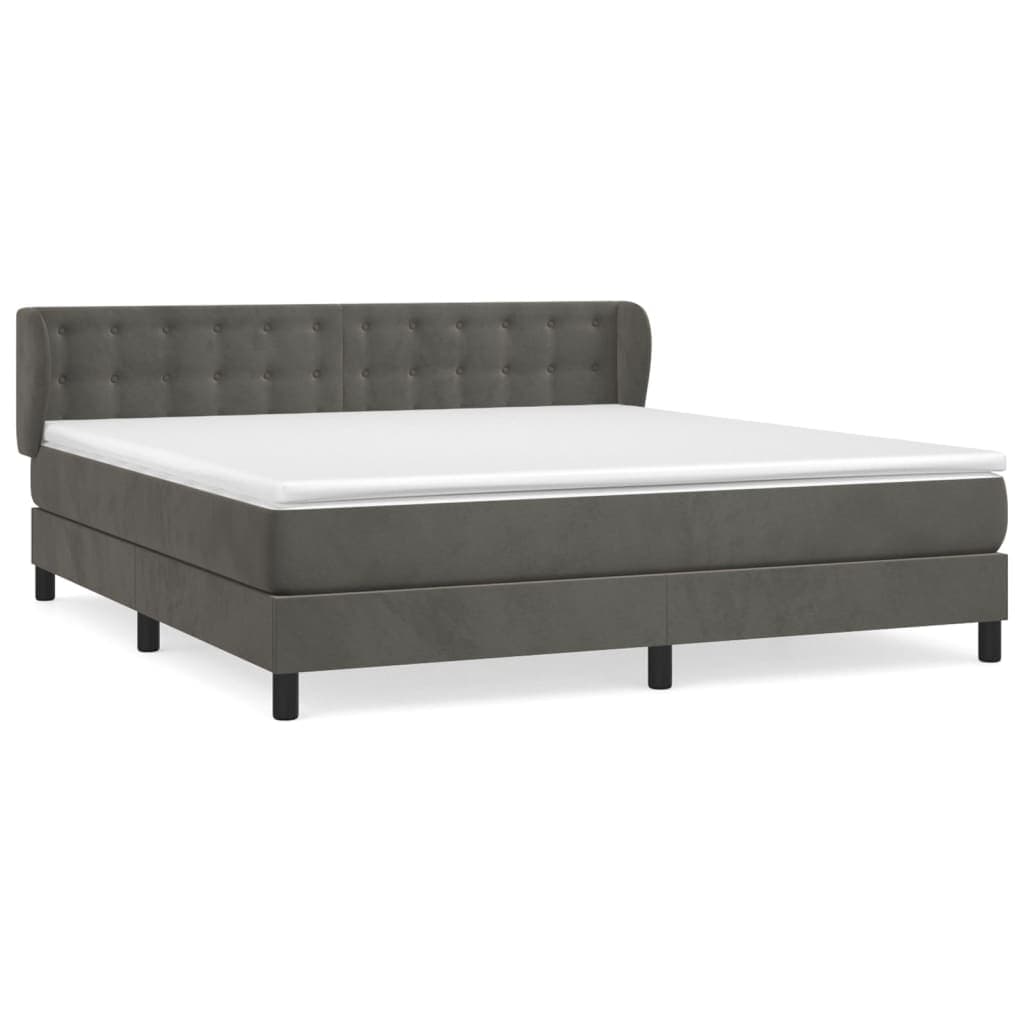vidaXL Cama com molas/colchão 160x200 cm veludo cinzento-escuro