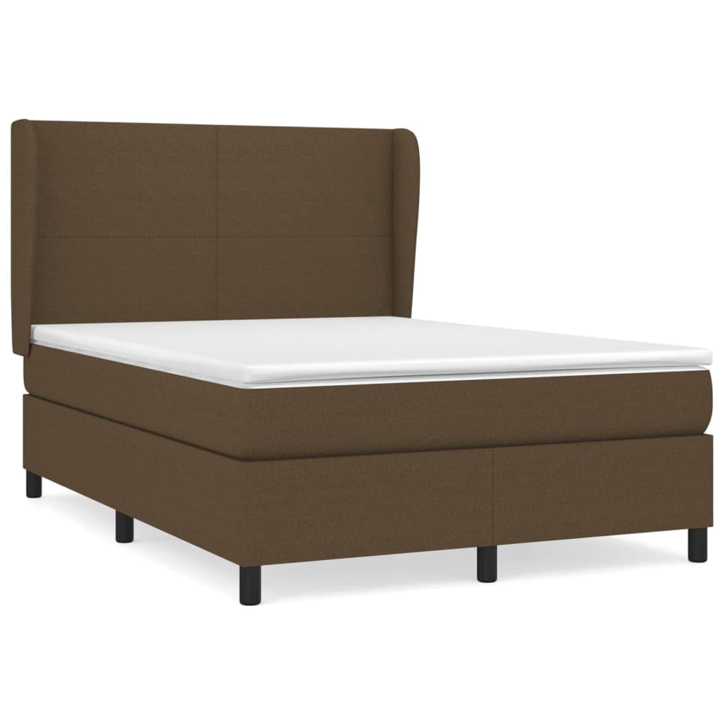 vidaXL Cama com molas/colchão 140x200 cm tecido castanho-escuro