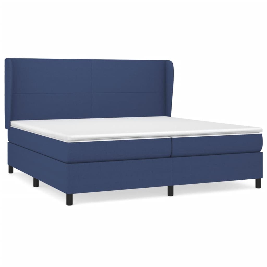 vidaXL Cama com molas/colchão 200x200 cm tecido azul