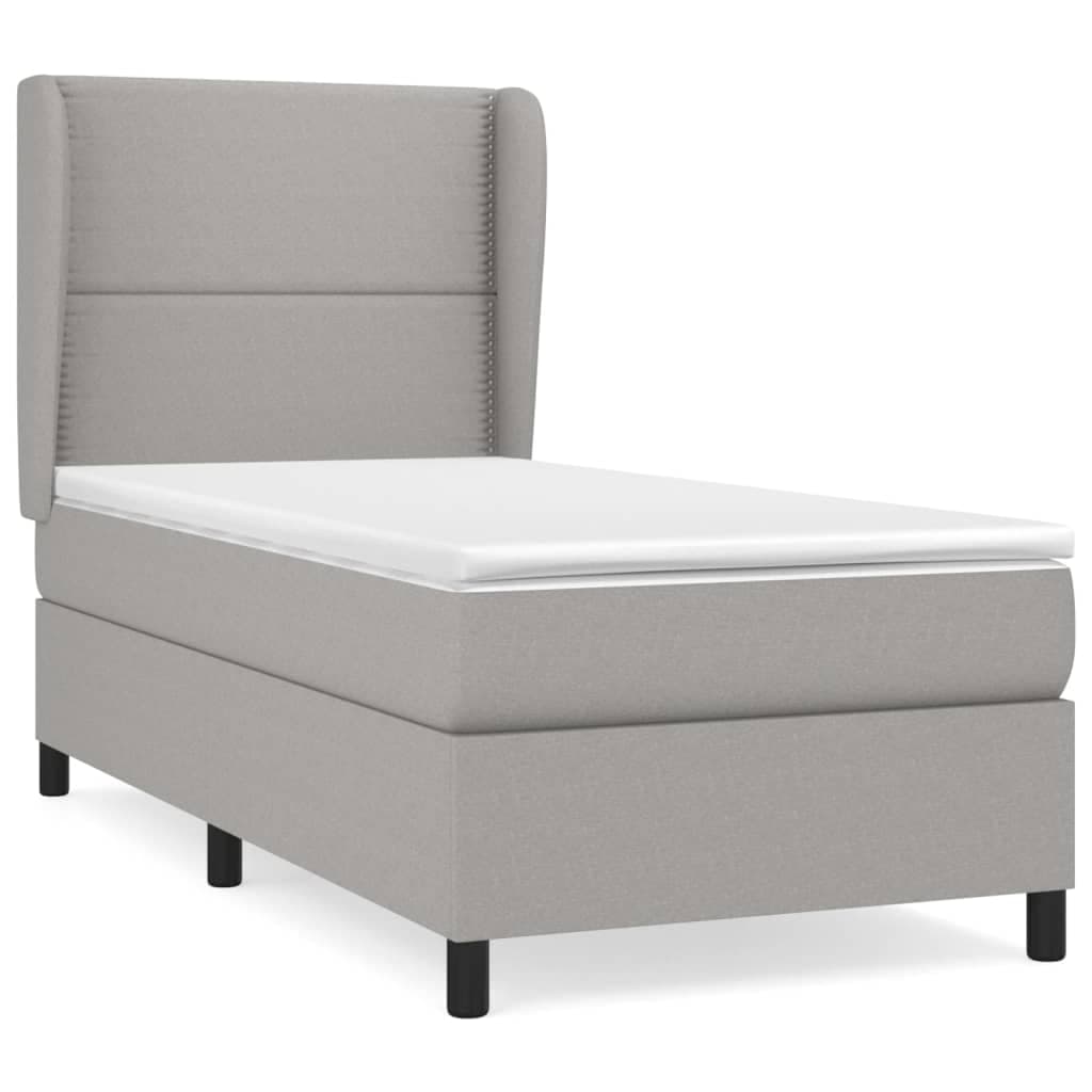 vidaXL Cama com molas/colchão 90x190 cm tecido cinzento-claro