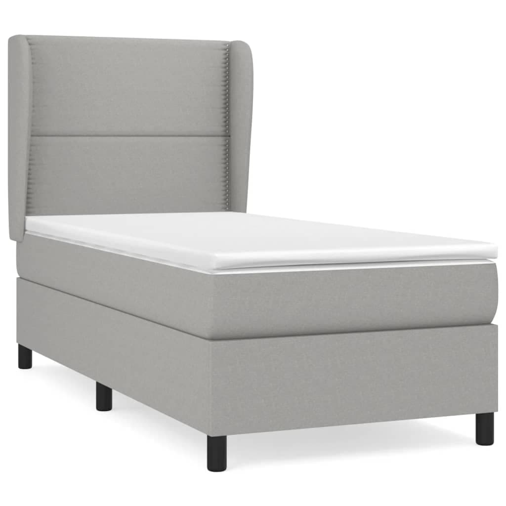 vidaXL Cama com molas/colchão 100x200 cm tecido cinzento-claro