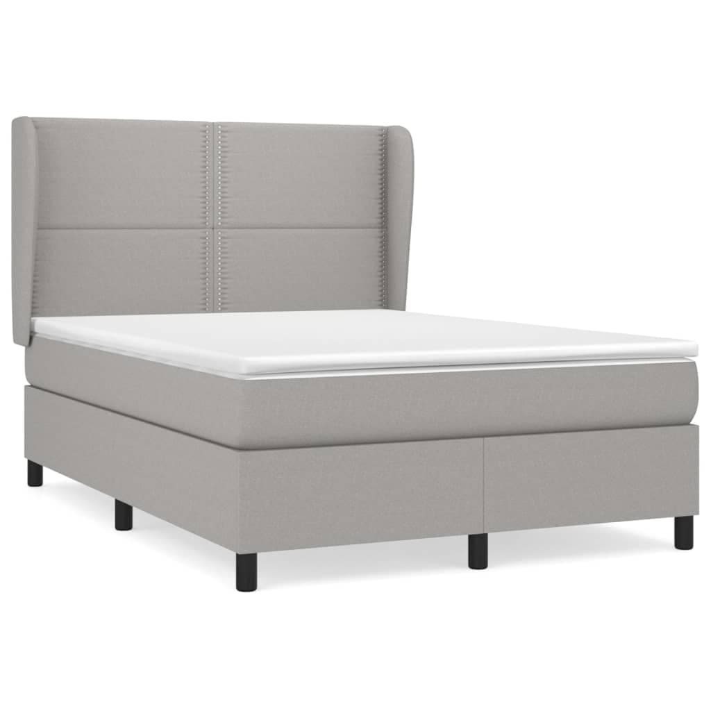 vidaXL Cama com Molas/colchão 140x200 cm Tecido Cinzento-claro - 3381395929