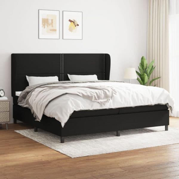 Cama com Molas/colchão 200x200 cm Tecido Preto - 3127911