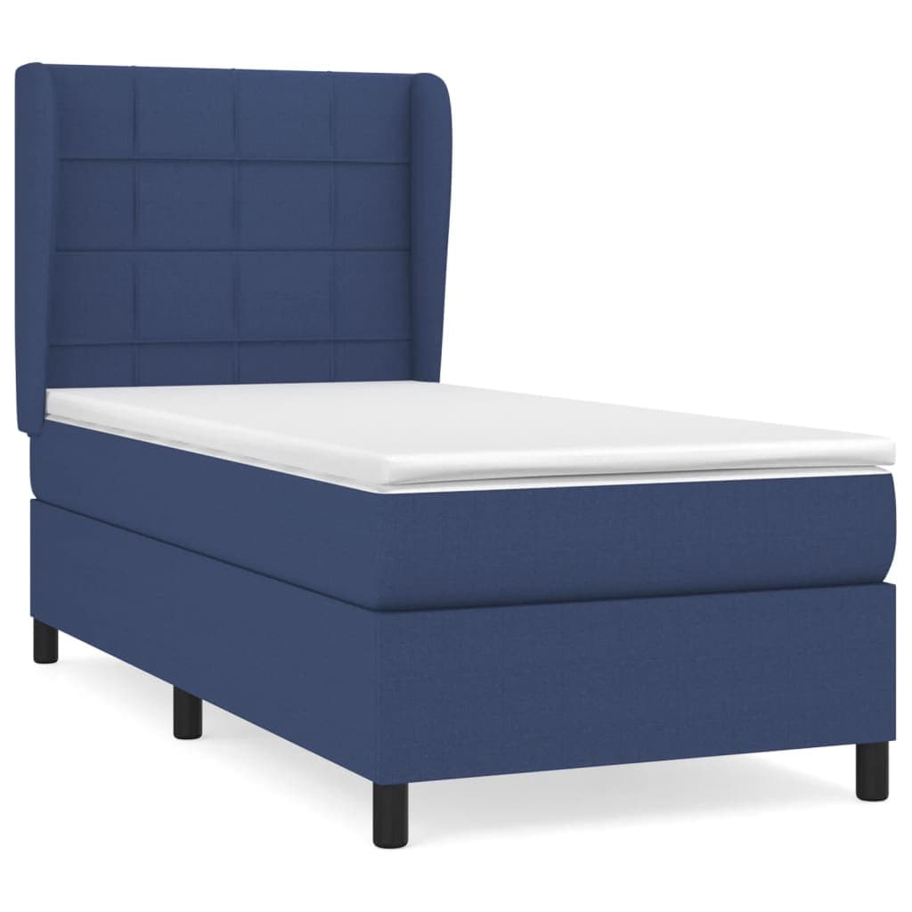 vidaXL Cama com molas/colchão 80x200 cm tecido azul