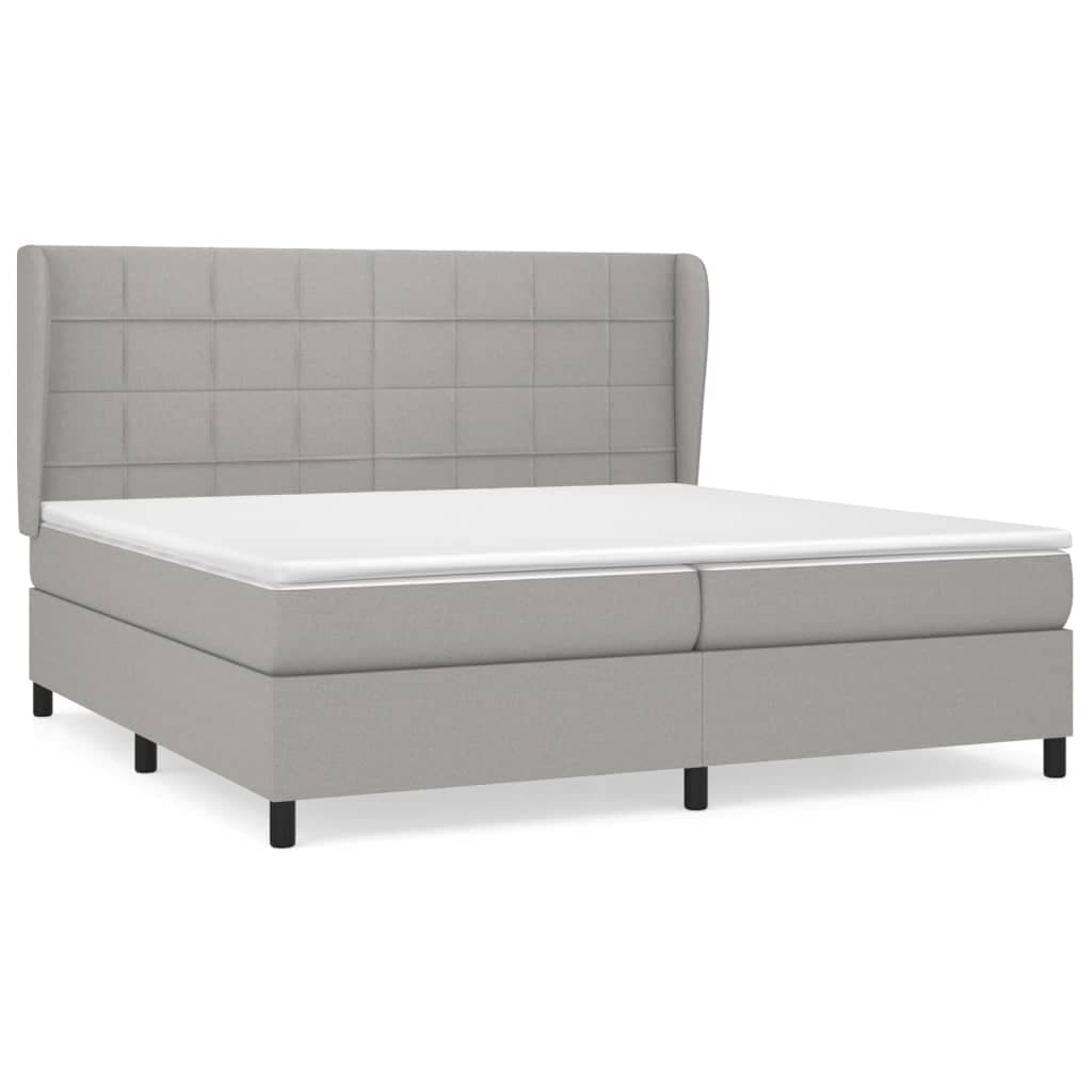 vidaXL Cama com molas/colchão 200x200 cm tecido cinza-claro