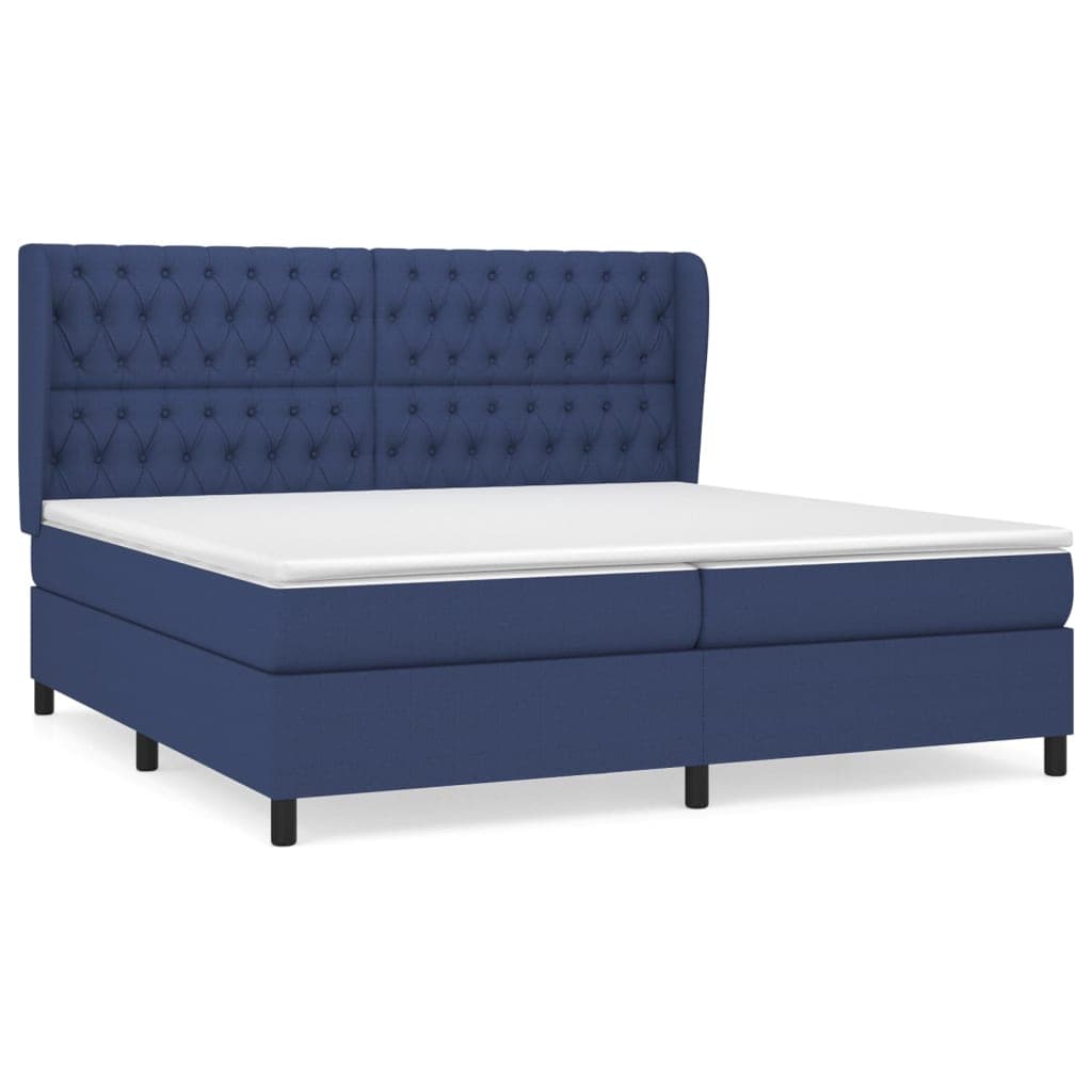 vidaXL Cama com molas/colchão 200x200 cm tecido azul