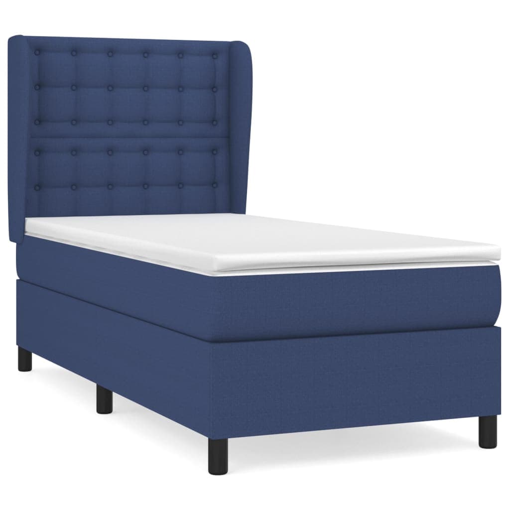 vidaXL Cama com Molas/colchão 90x190 cm Tecido Azul - 784018957