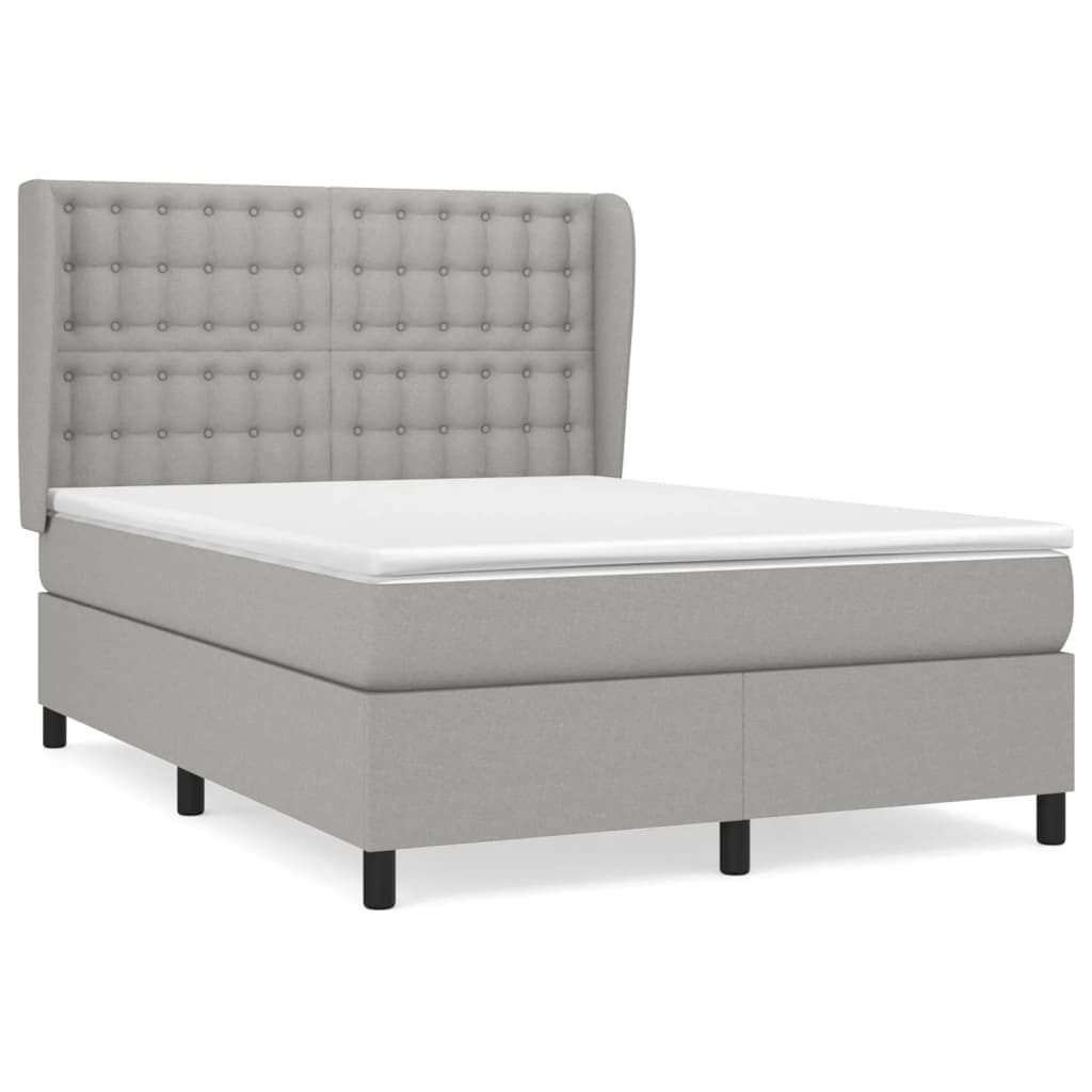 vidaXL Cama com molas/colchão 140x190 cm tecido cinzento-claro