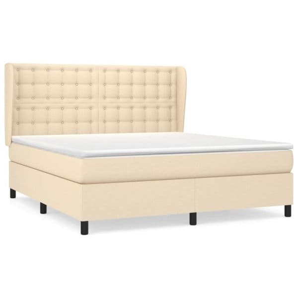 vidaXL Cama com Molas/colchão 160x200 cm Tecido Cor Creme - 4224899493