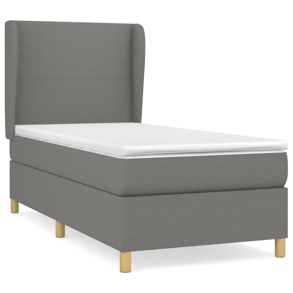 vidaXL Cama com Molas/colchão 80x200 cm Tecido Cinzento-escuro - 852048282