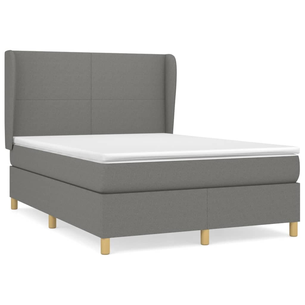 vidaXL Cama com molas/colchão 140x190 cm tecido cinzento-escuro
