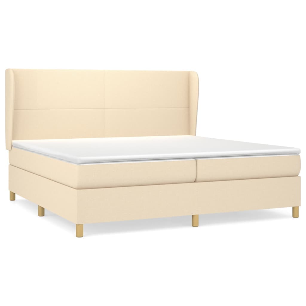 vidaXL Cama com molas/colchão 200x200 cm tecido cor creme
