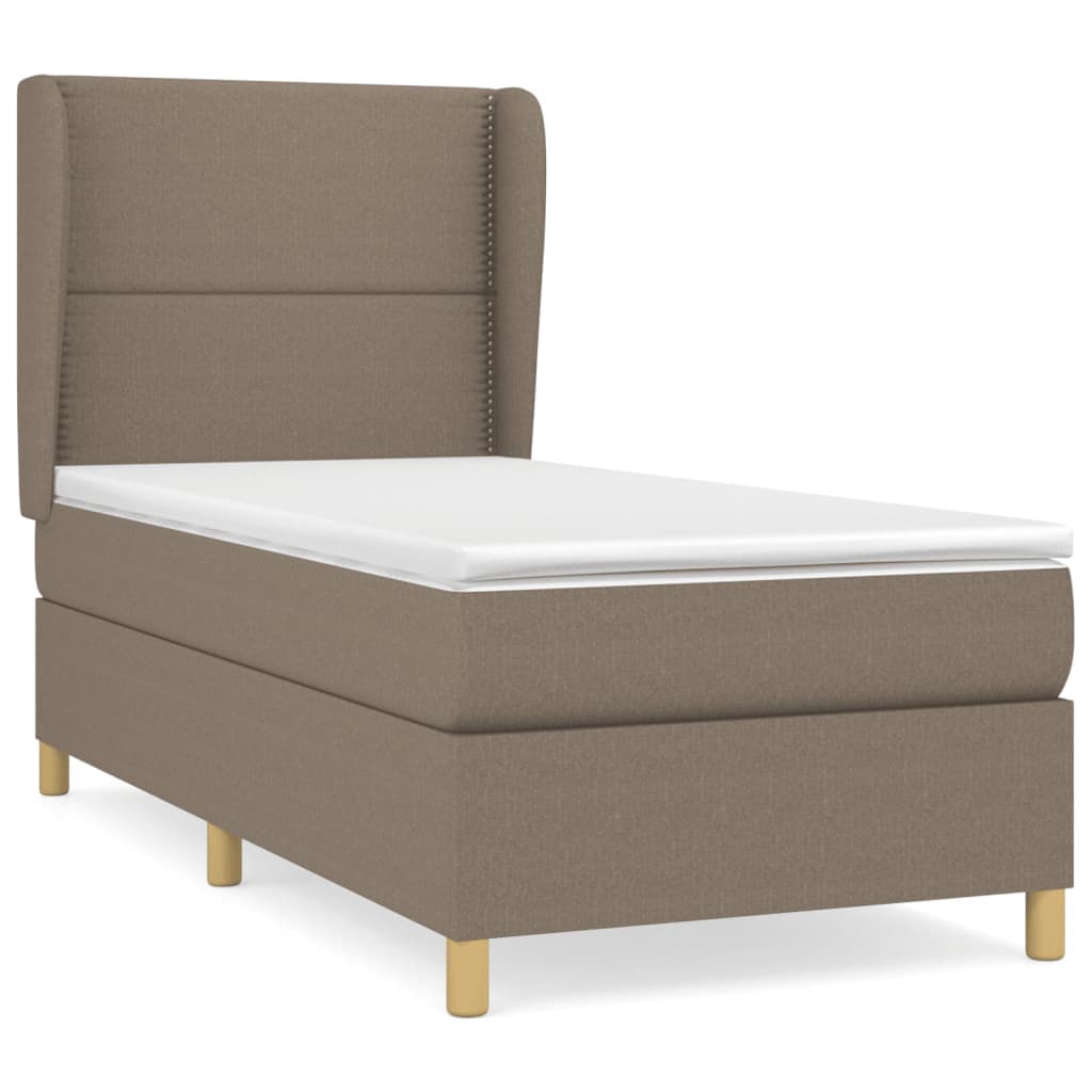 vidaXL Cama com molas/colchão 90x200 cm tecido castanho-acinzentado