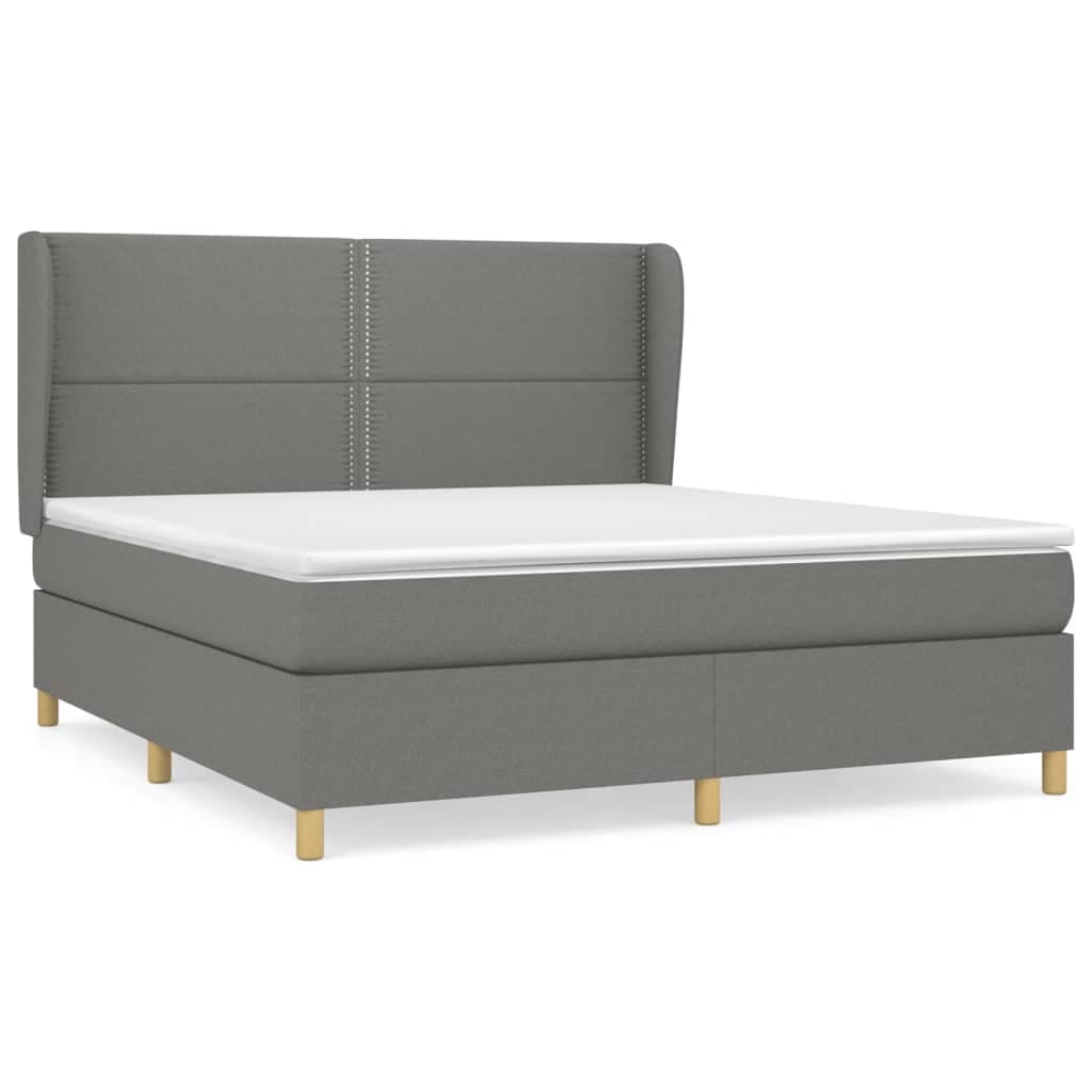vidaXL Cama com molas/colchão 180x200 cm tecido cinzento-escuro