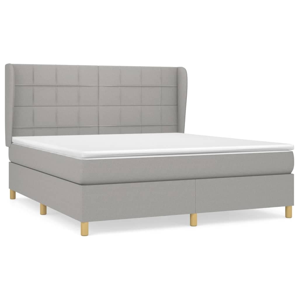 vidaXL Cama com molas/colchão 160x200 cm tecido cinzento-claro