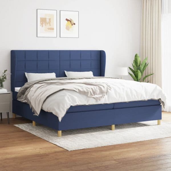 vidaXL Cama com Molas/colchão 200x200 cm Tecido Azul - 748289169
