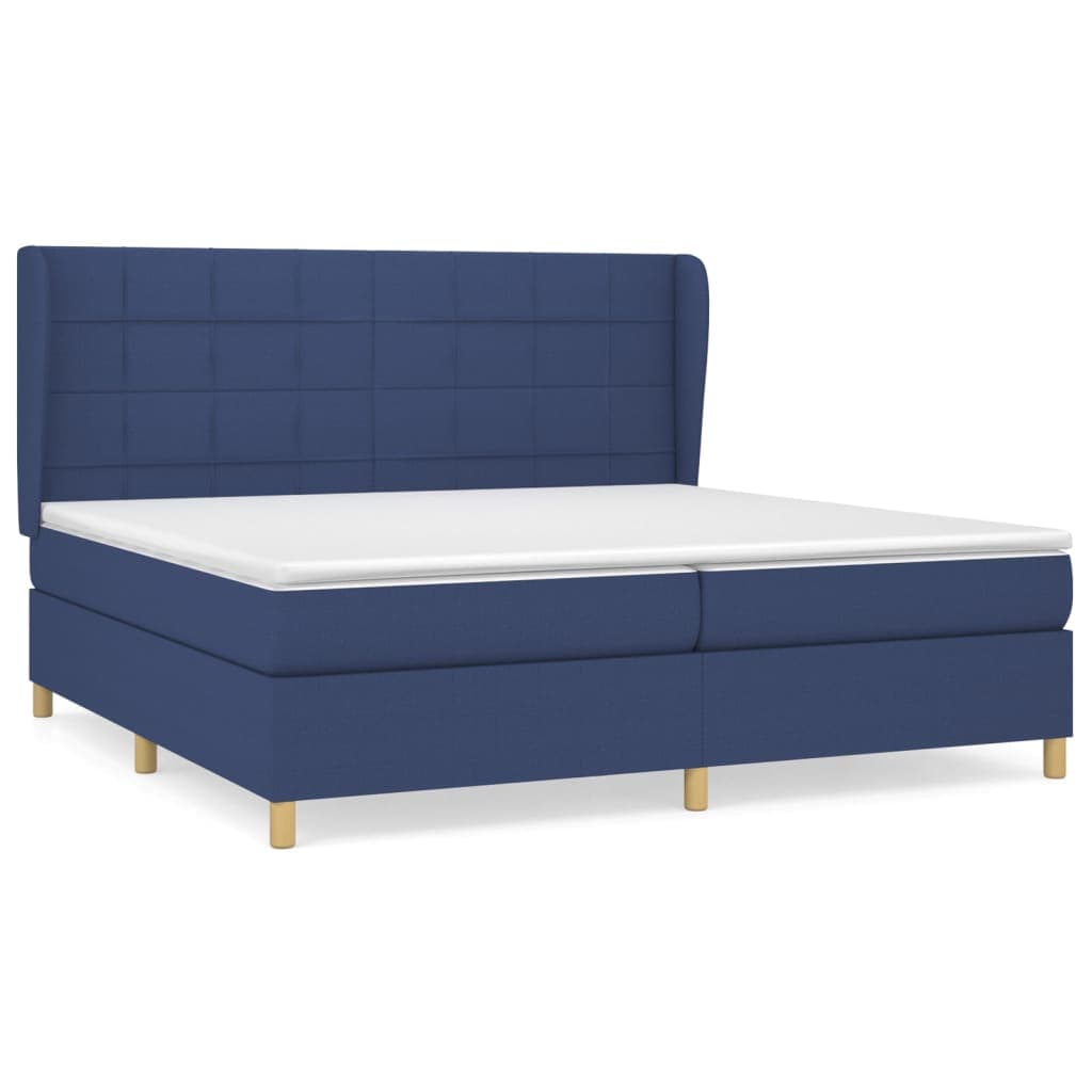 vidaXL Cama com Molas/colchão 200x200 cm Tecido Azul - 748289169