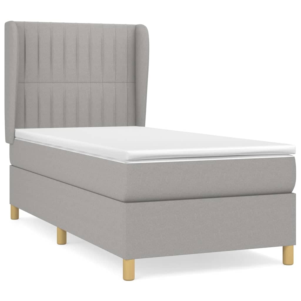 vidaXL Cama com Molas/colchão 80x200 cm Tecido Cinza-claro - 2525725794