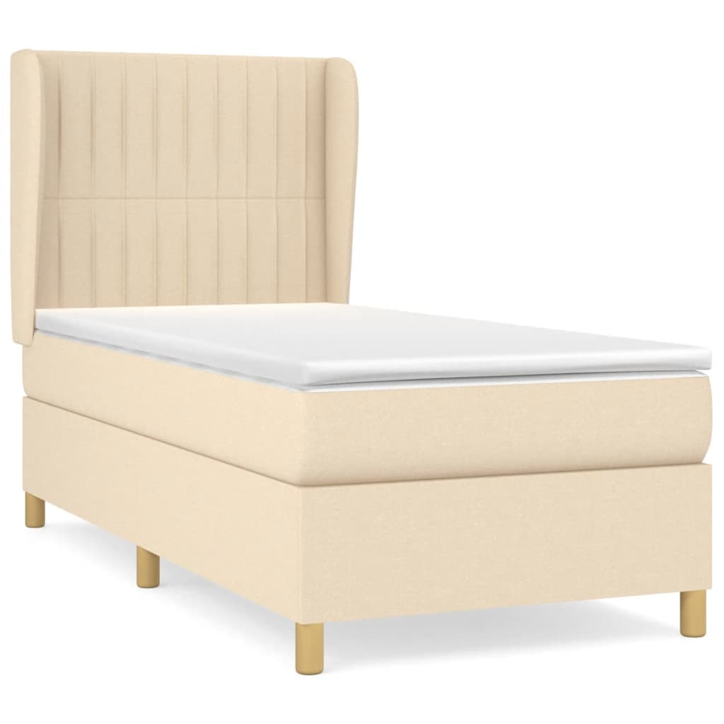 vidaXL Cama com Molas/colchão 100x200 cm Tecido Cor Creme - 2633711793