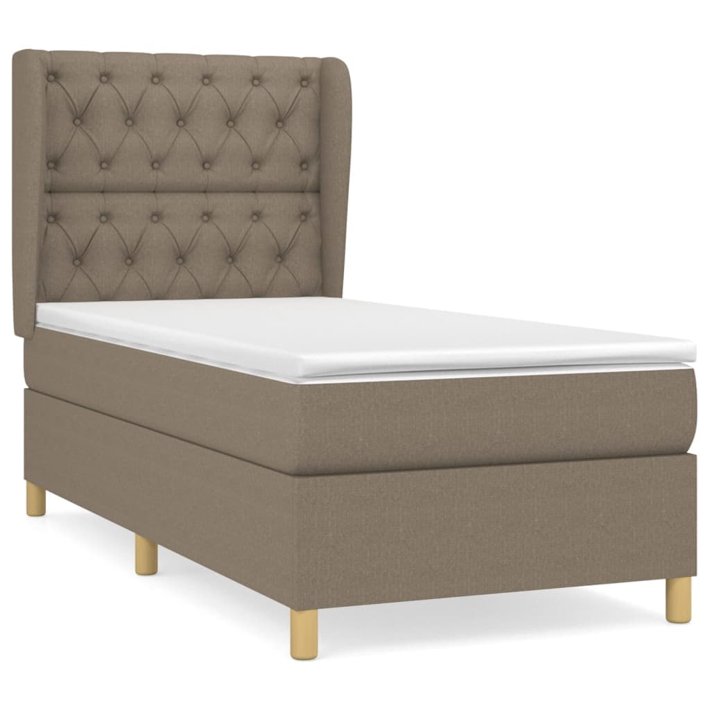 vidaXL Cama com molas/colchão 80x200 cm tecido castanho-acinzentado
