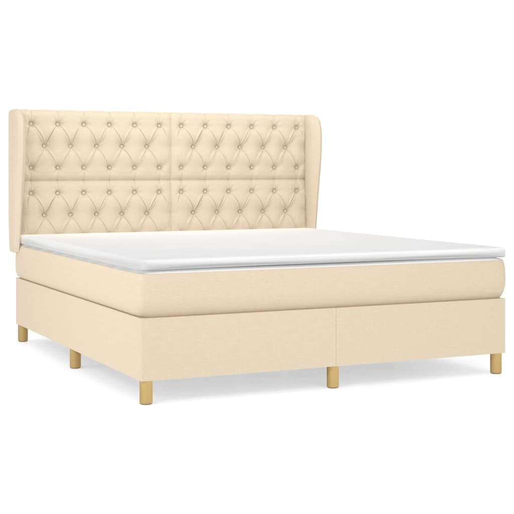 vidaXL Cama com Molas/colchão 160x200 cm Tecido Cor Creme - 1671050944