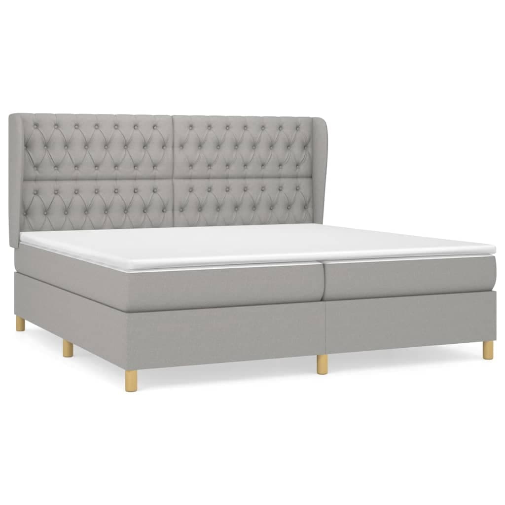 vidaXL Cama com molas/colchão 200x200 cm tecido cinza-claro