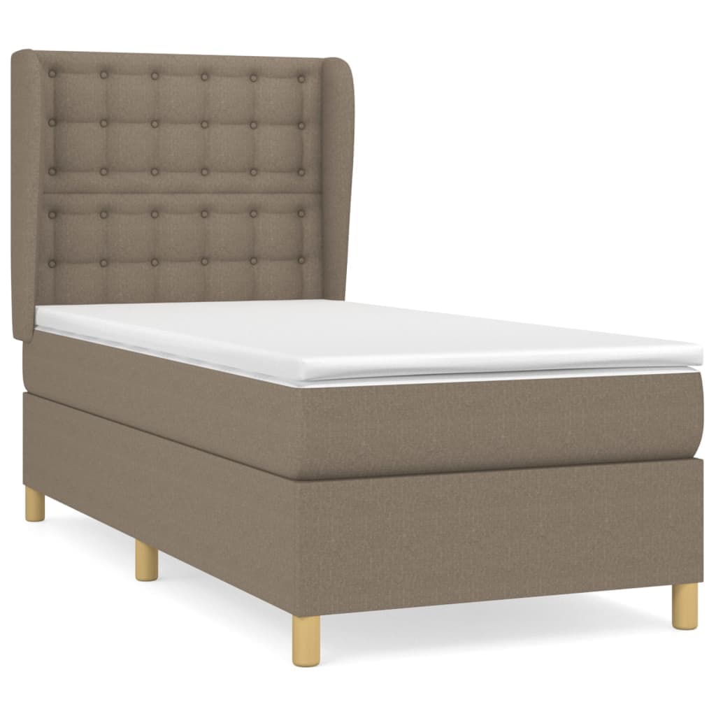 vidaXL Cama com molas/colchão 90x190 cm tecido castanho-acinzentado