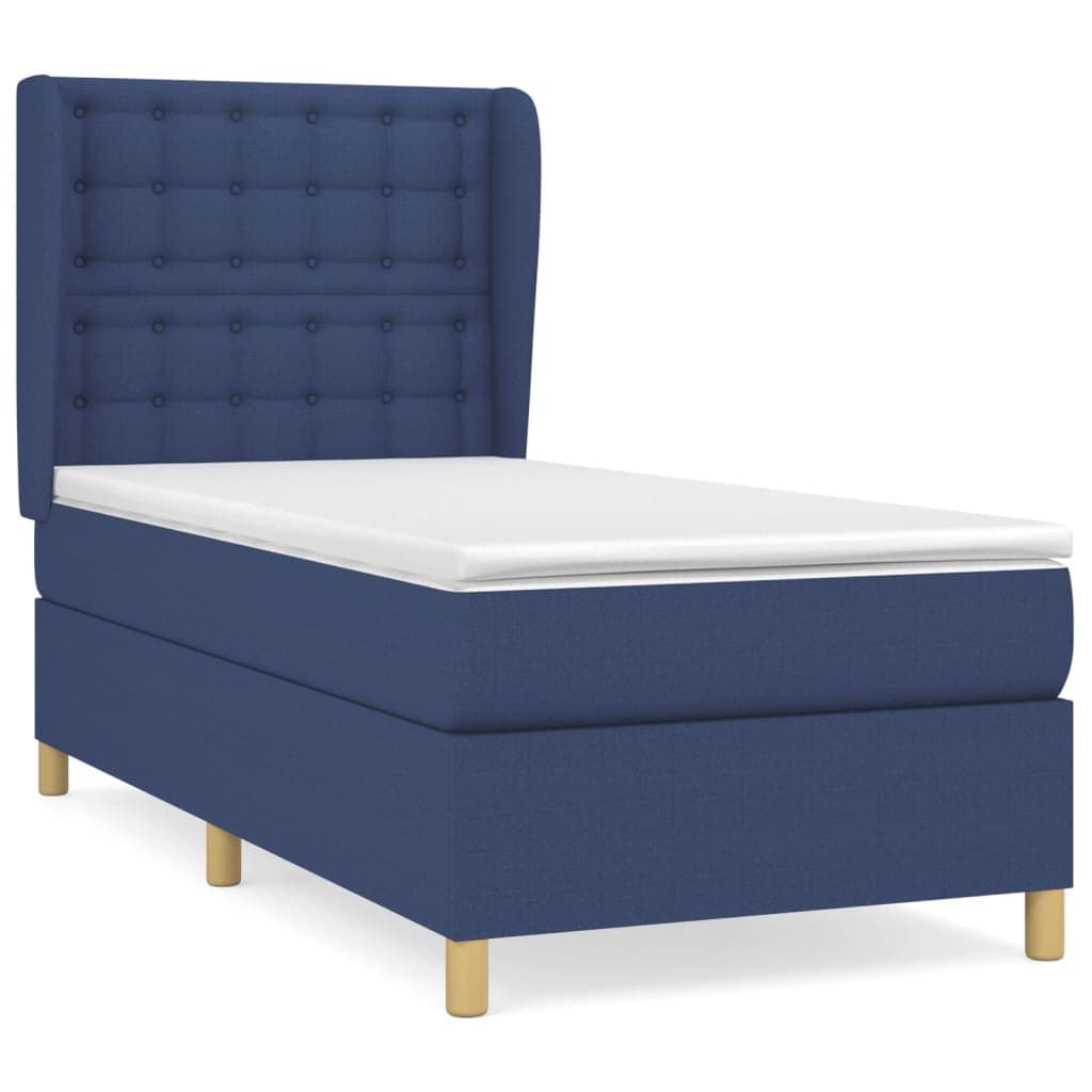 vidaXL Cama com Molas/colchão 90x200 cm Tecido Azul - 1234953965