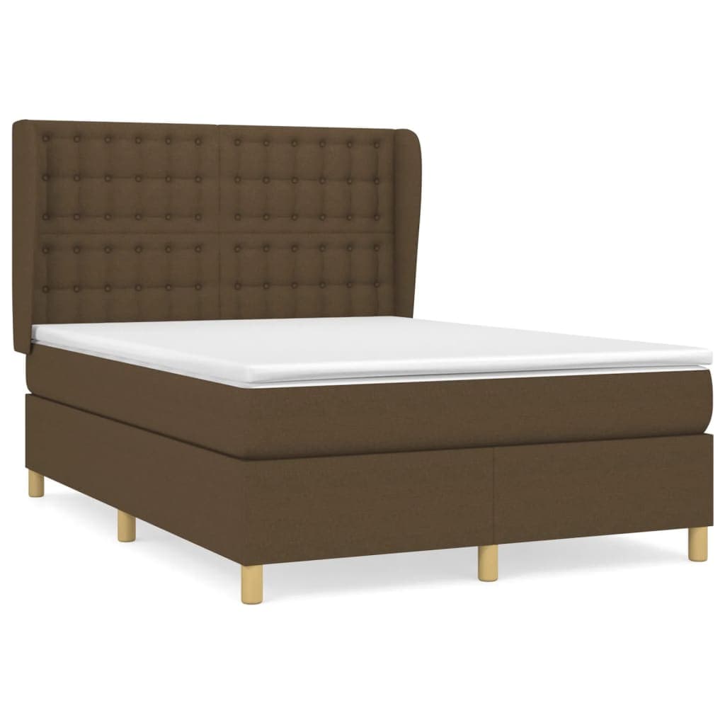 vidaXL Cama com Molas/colchão 140x200 cm Tecido Castanho-escuro - 1139483198