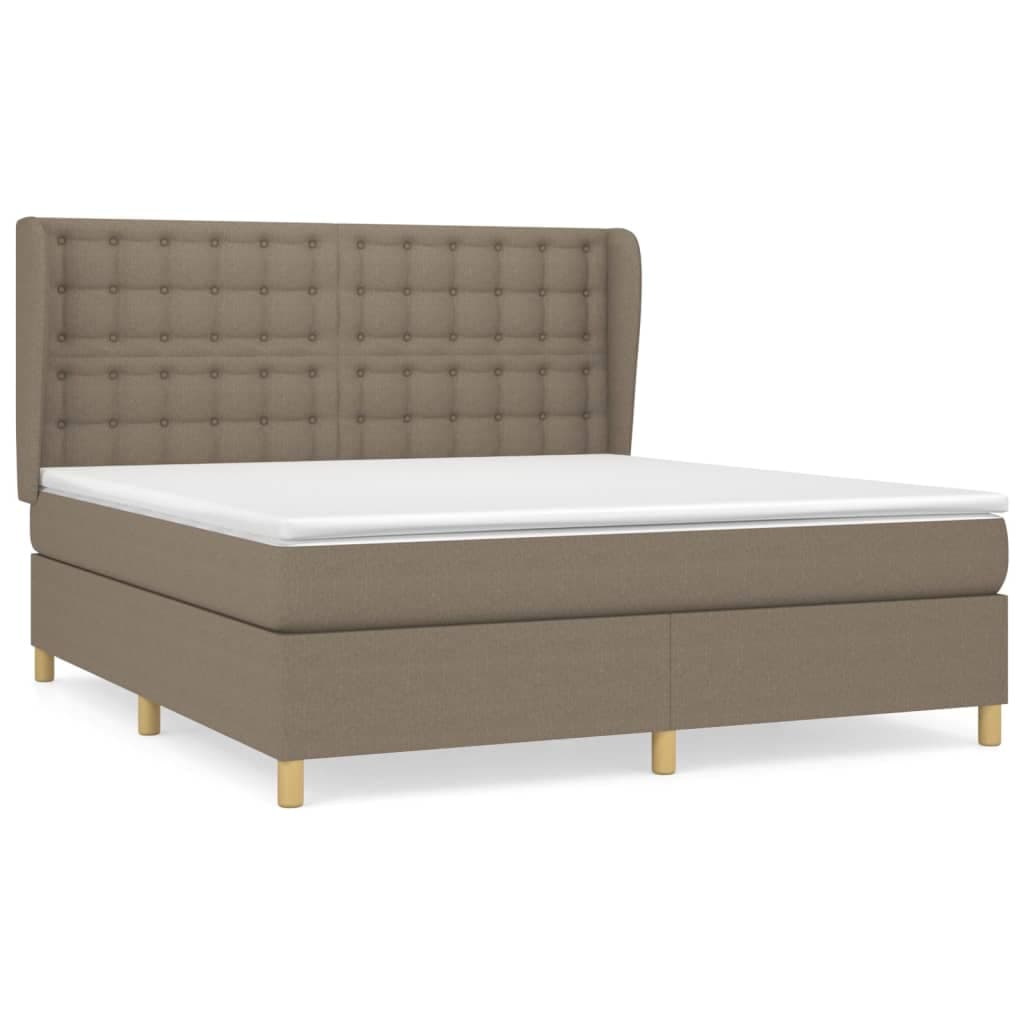vidaXL Cama com molas/colchão 180x200 cm tecido castanho-acinzentado