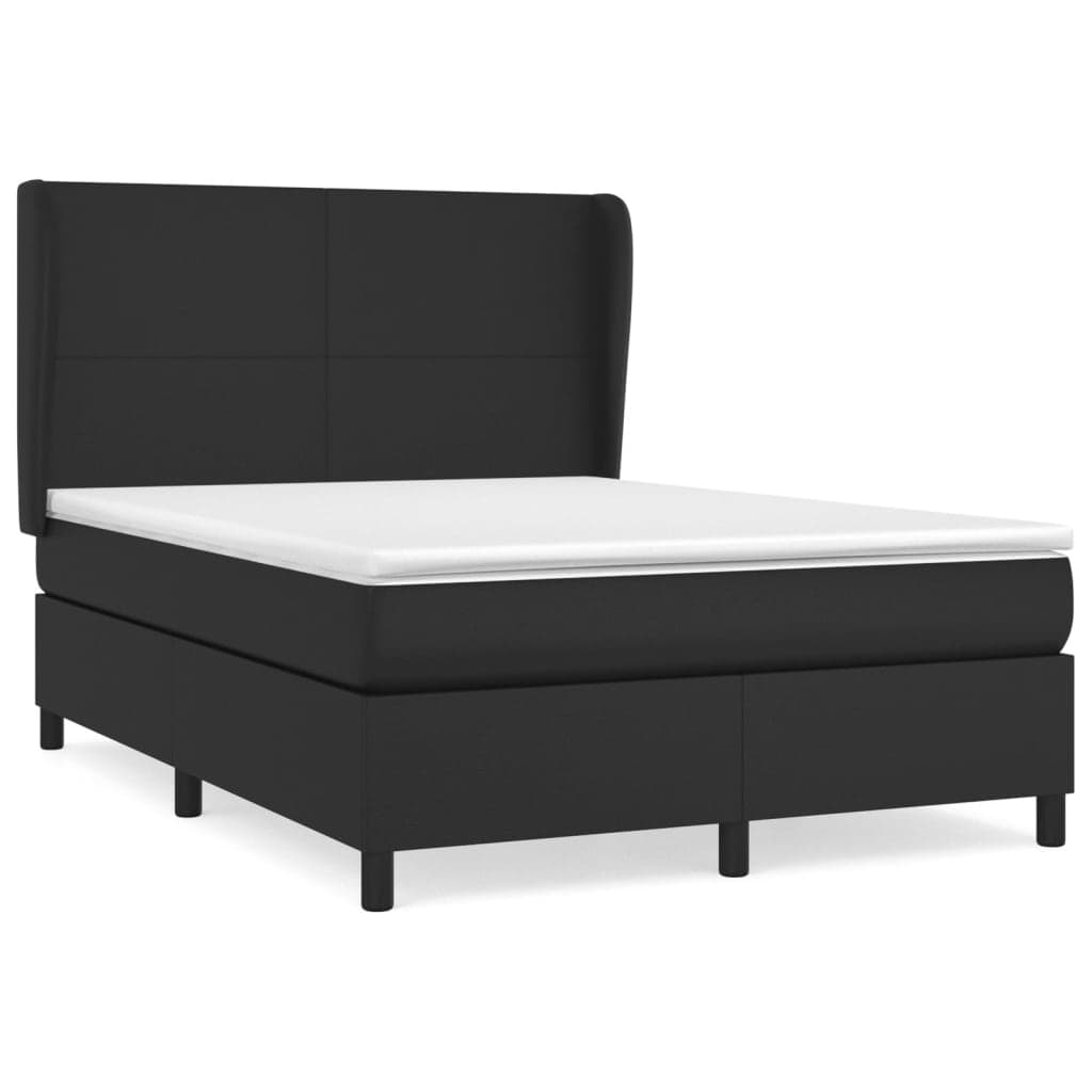 vidaXL Cama com molas/colchão 140x200 cm couro artificial preto