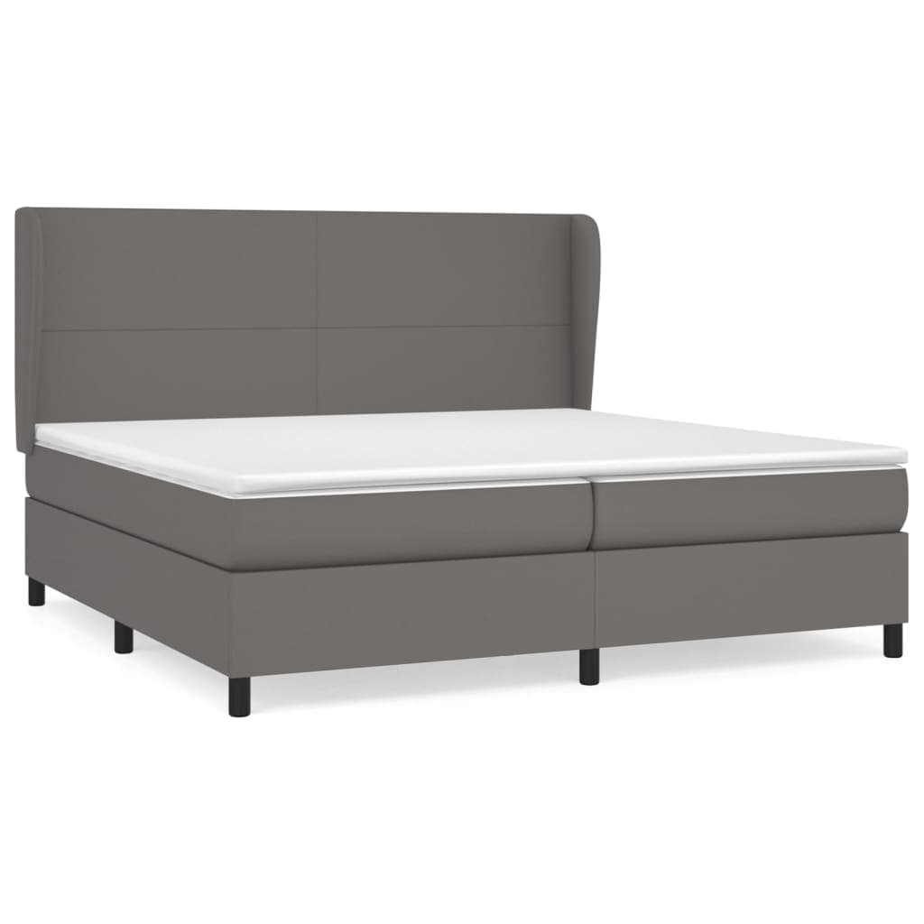 vidaXL Cama com molas/colchão 200x200 cm couro artificial cinzento