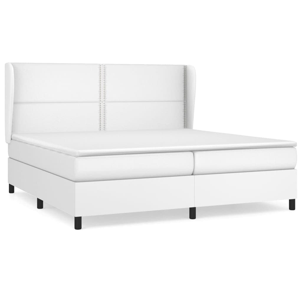 vidaXL Cama com molas/colchão 200x200 cm couro artificial branco