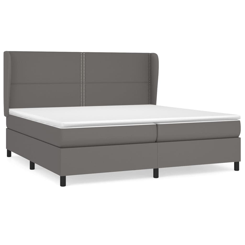 Cama com Molas/colchão 200x200 cm Couro Artificial Cinzento - 3128995