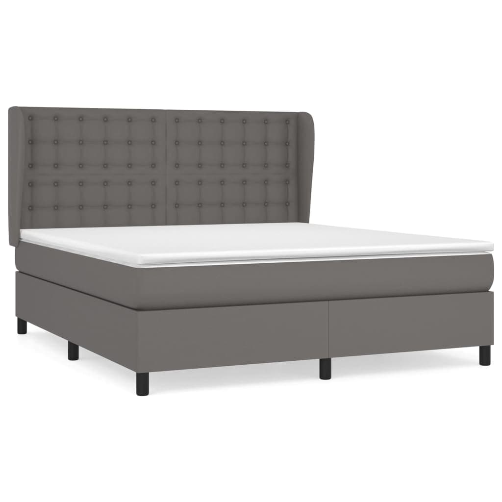 vidaXL Cama com molas/colchão 160x200 cm couro artificial cinzento