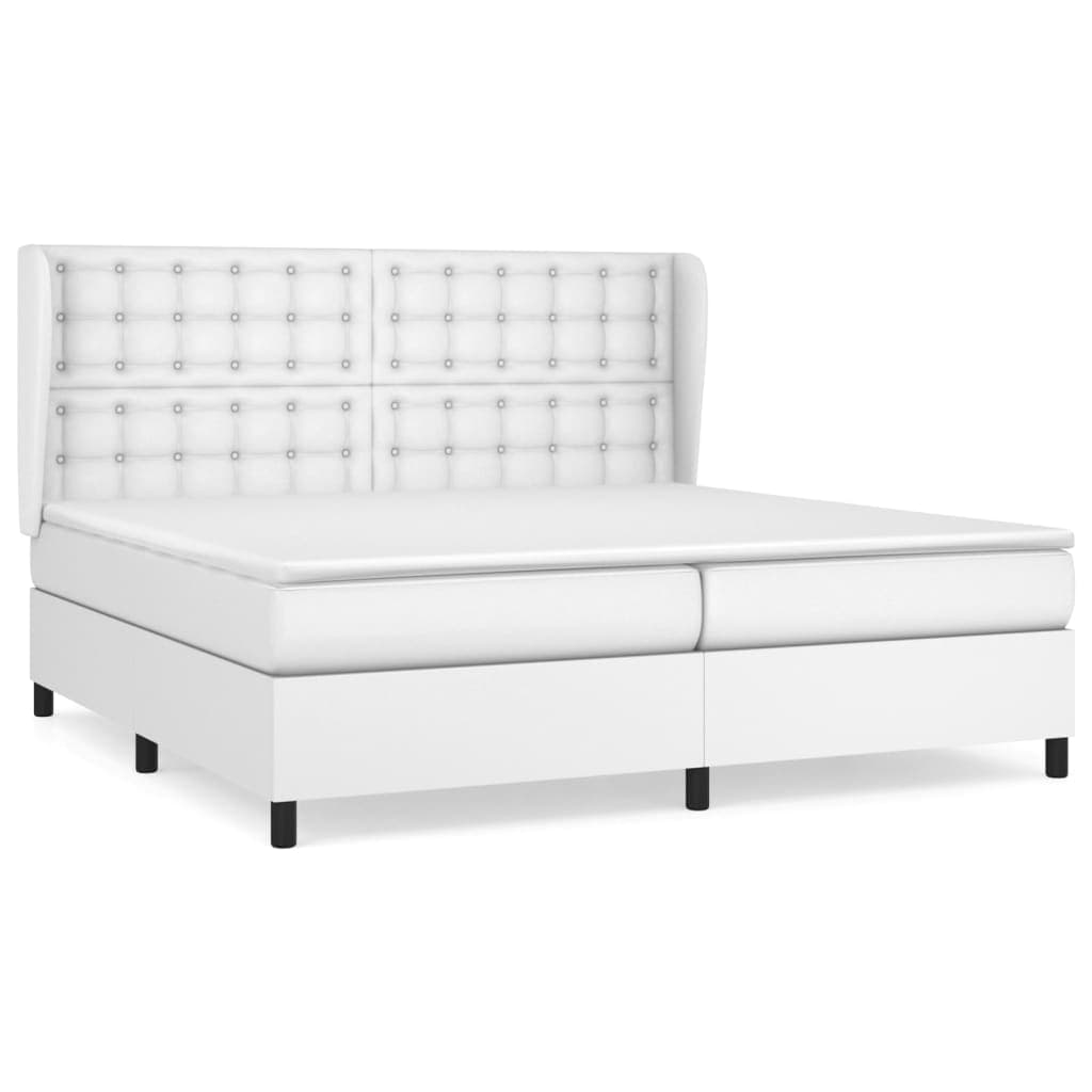 vidaXL Cama com molas/colchão 200x200 cm couro artificial branco