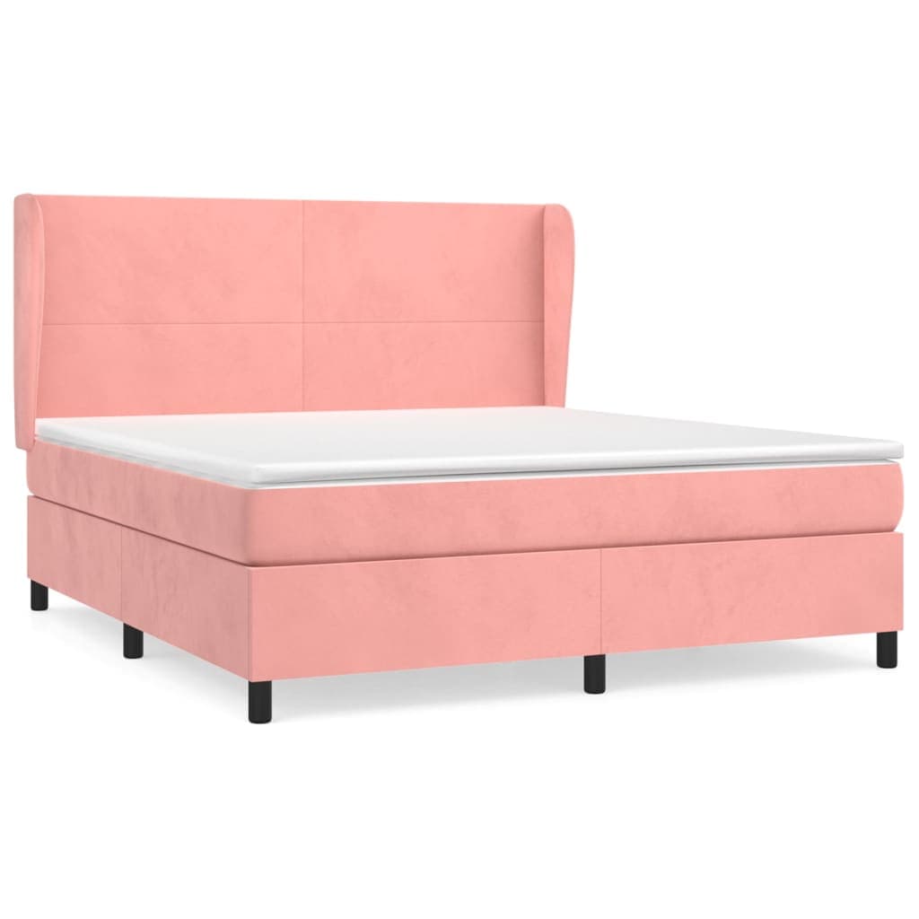 vidaXL Cama com Molas/colchão 160x200 cm Veludo Rosa - 2573006843