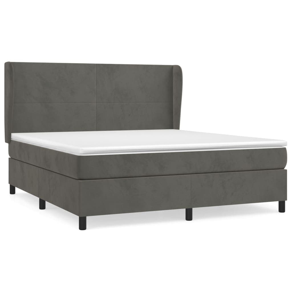 vidaXL Cama com molas/colchão 180x200 cm veludo cinzento-escuro
